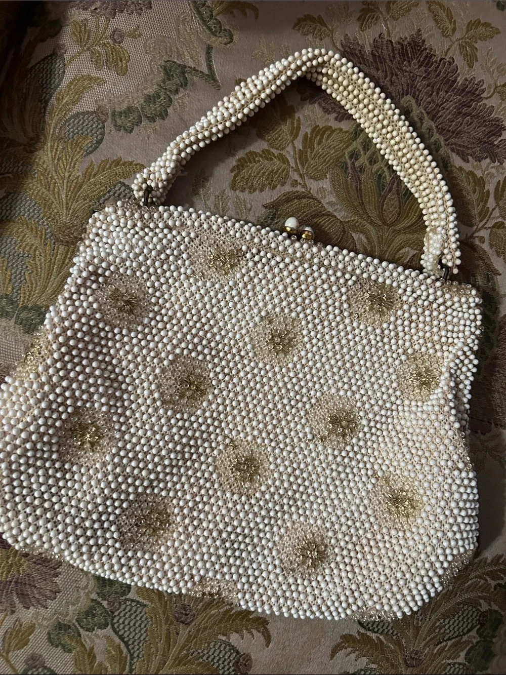 Cream vintage bag ivory beaded